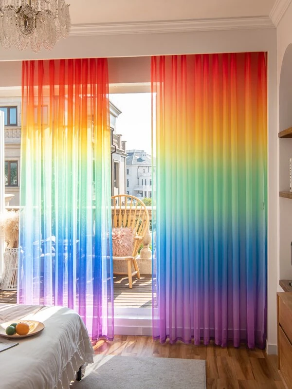 Colorful Single Panel Sheer Curtain Multicolor