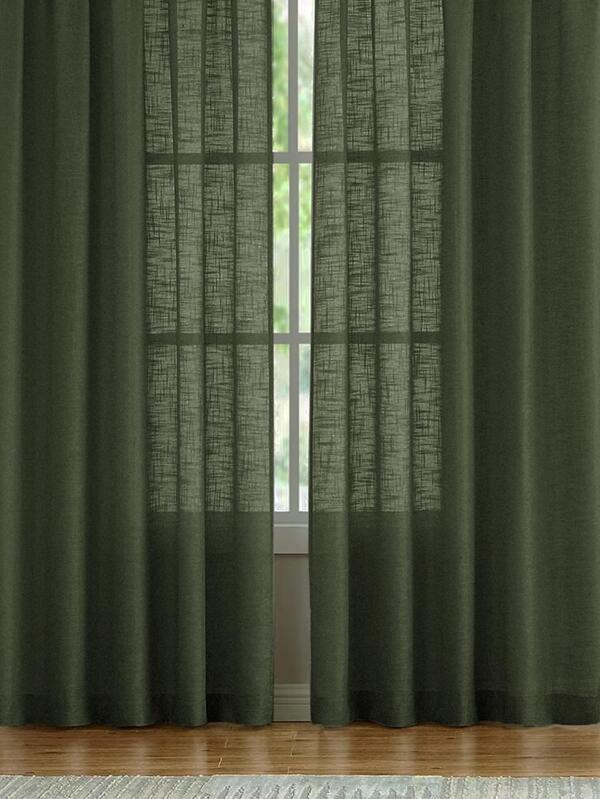 Olive Green Single Panel Sheer Curtain Olive Green