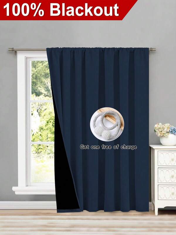 1pc 100% Blackout & Heat Insulation Curtain For Room, Bedroom, Living Room Or Outdoor Gazebo, 100% Light-Blocking Royal Blue