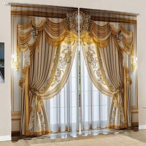 Luxurious 2-Piece European Patterned Curtain Panels - Thermal Insulated Twill Weave, Light-Filtering Design For Bedrooms, Living Rooms, And Offices - Stylish, Energy-Saving, All-Season Decor Multicolor