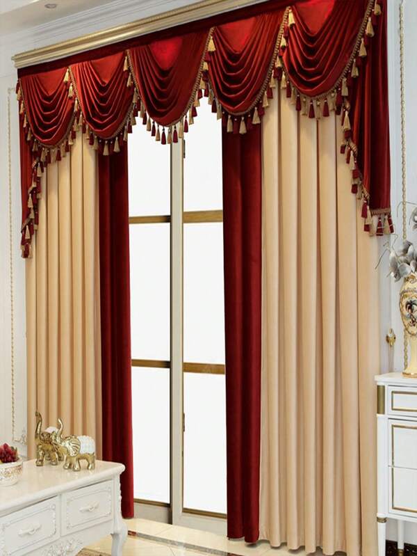 2panels Curtains For Bedroom, Living Room, Luxurious Velvet Fabric, Color Matching, Festive Wedding Room, Finished Curtains Without Curtain Heads Multicolor